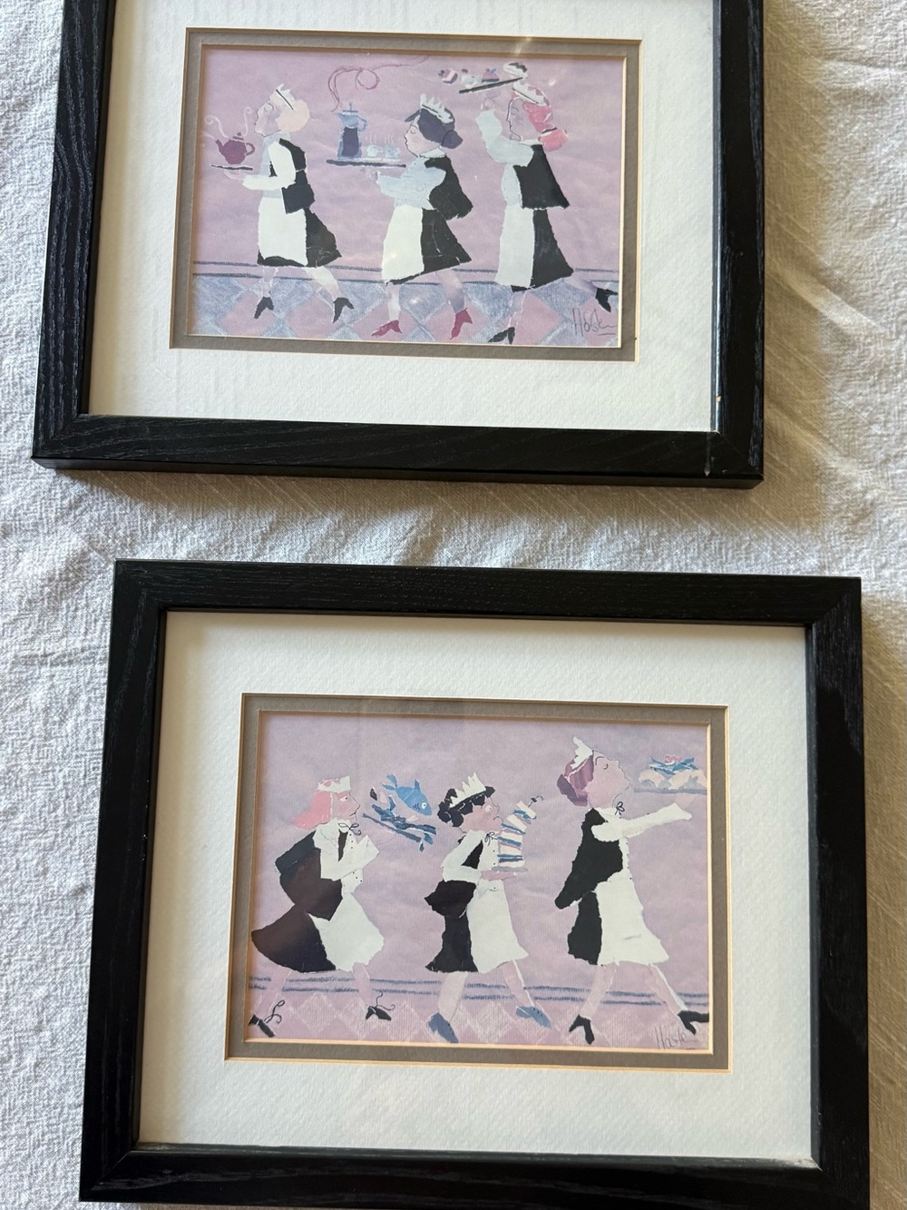 Framed Pink and Black Maid Silhouette Wall Art - Unbranded